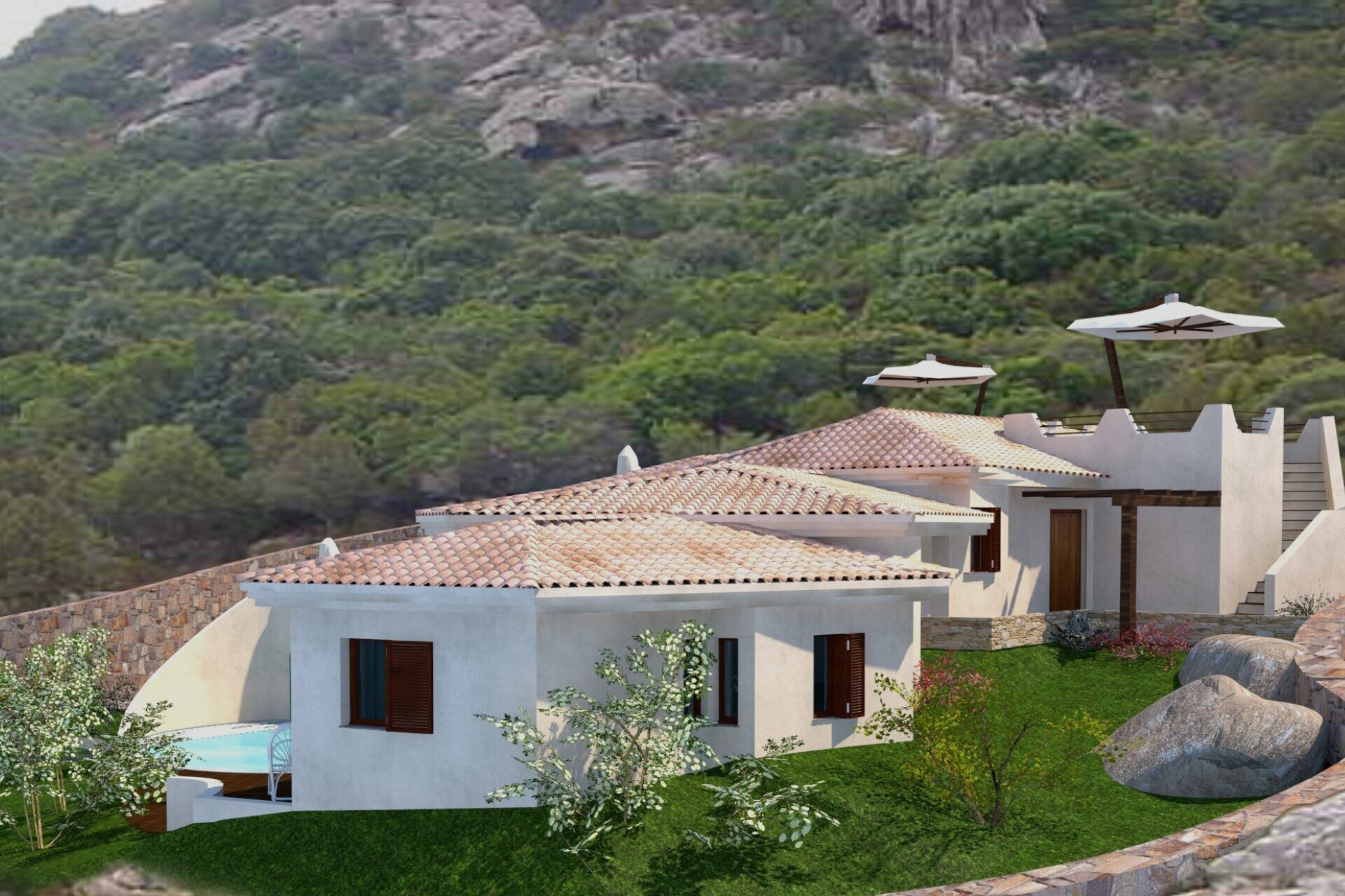 Villa mit Meerblick im Bau Porto Cervo